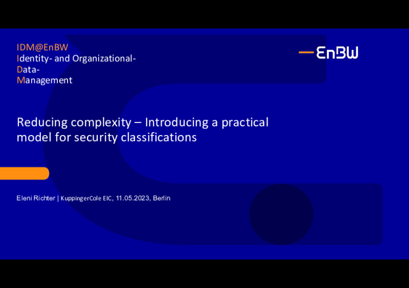 Reducing Complexity – Introducing a Practical Model for Security Classifications
