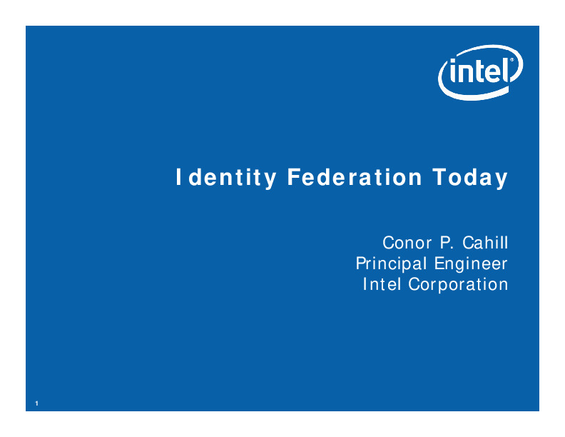 Identity Federation today - Standards and Technologies