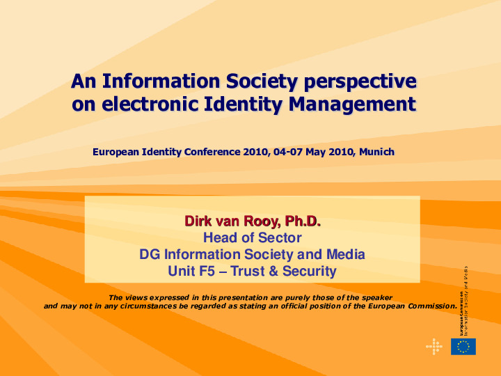 An Information Society Perspective on Electronic Identity Management