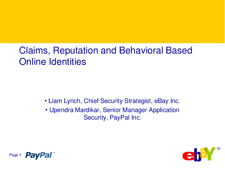 Claims, Reputation and Behavioral Analysis of Online Identities
