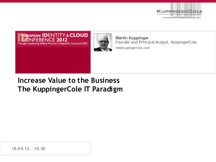 Increase Value to the Business: The KuppingerCole IT Model