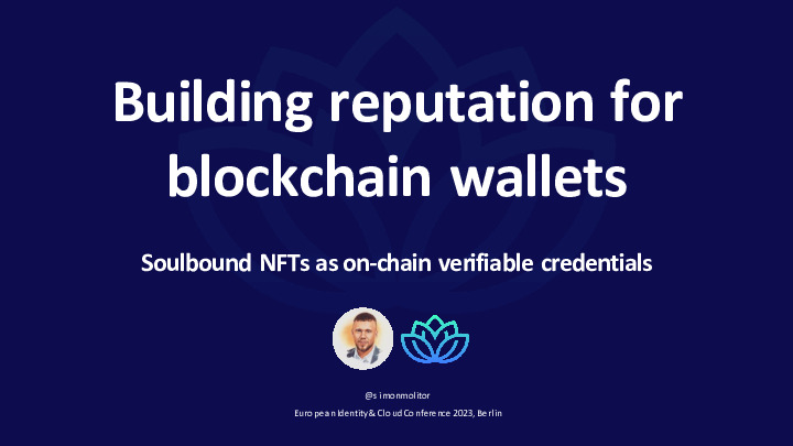 Building reputation for blockchain wallets: Soulbound NFTs as on-chain verifiable credentials