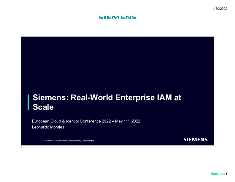 Siemens AG: Real-World Enterprise IAM at Scale