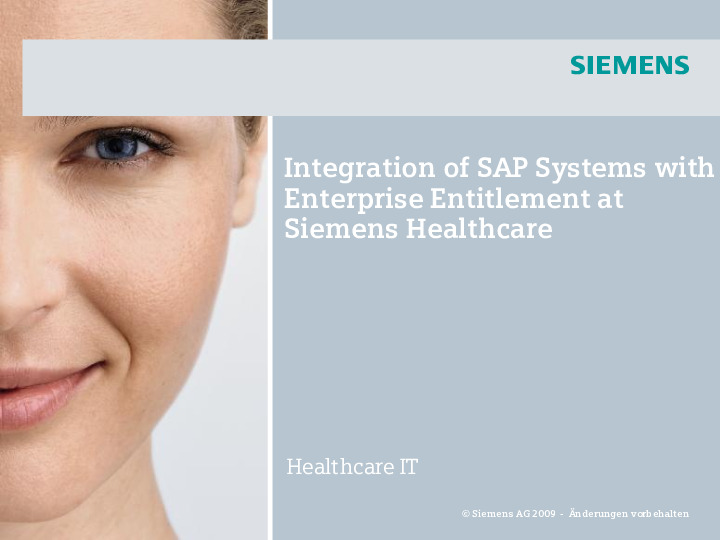 Integration of SAP Systems with Enterprise Entitlement at Siemens Healthcare