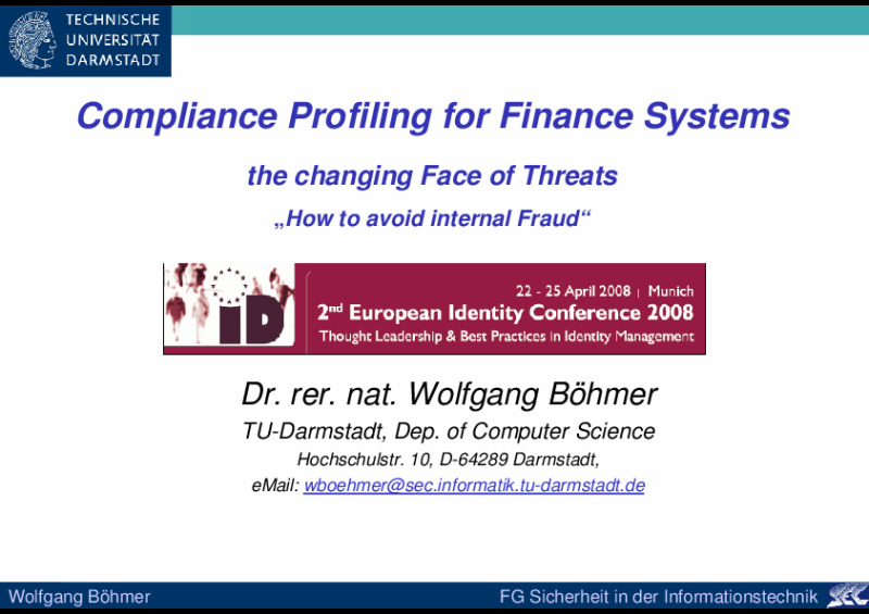 Compliance Profiling for Finance Systems