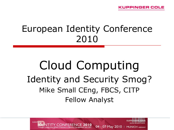 Cloud Computing – Identity and Security Smog?