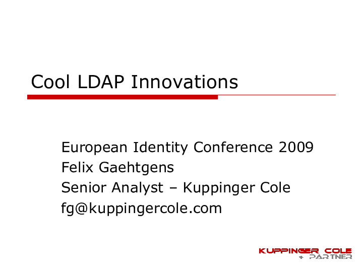 Cool LDAP Innovations