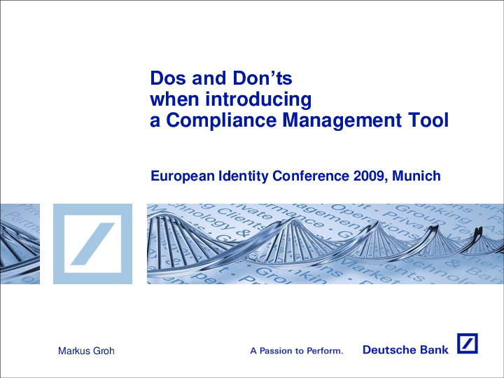 Dos and Dont´s when Introducing a Compliance Management Tool