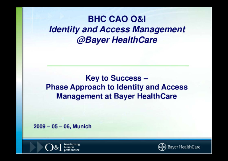 Key to Success – a Phase Approach to Identity and Access Management