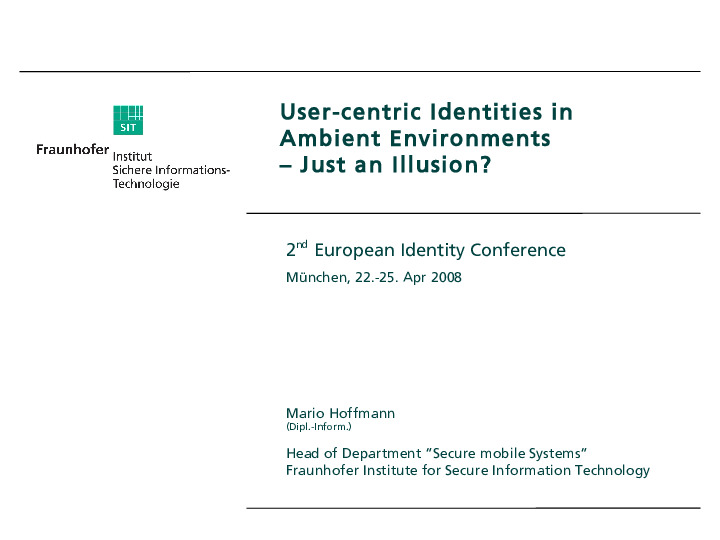 User Centric Identity in Mobile Environments - Just an Illusion?