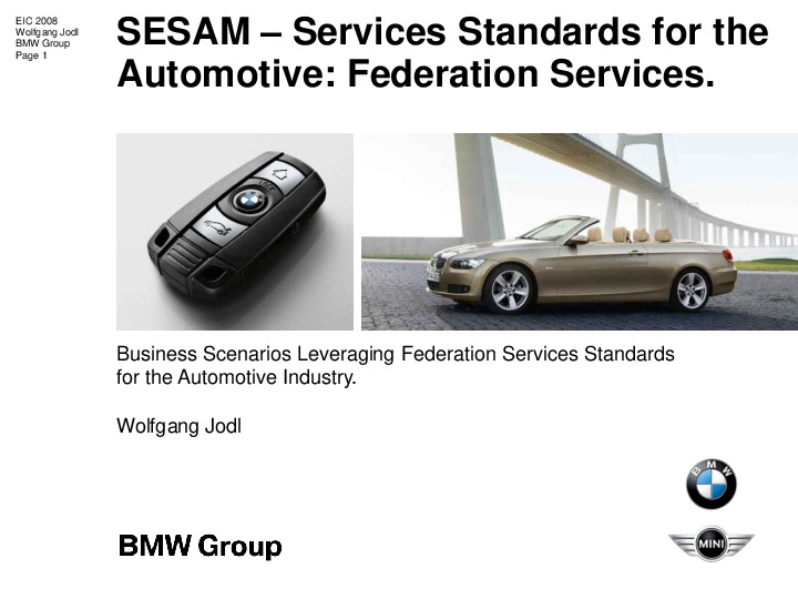 Federation Services – Business Scenarios and Standardization in the Automotive Industry