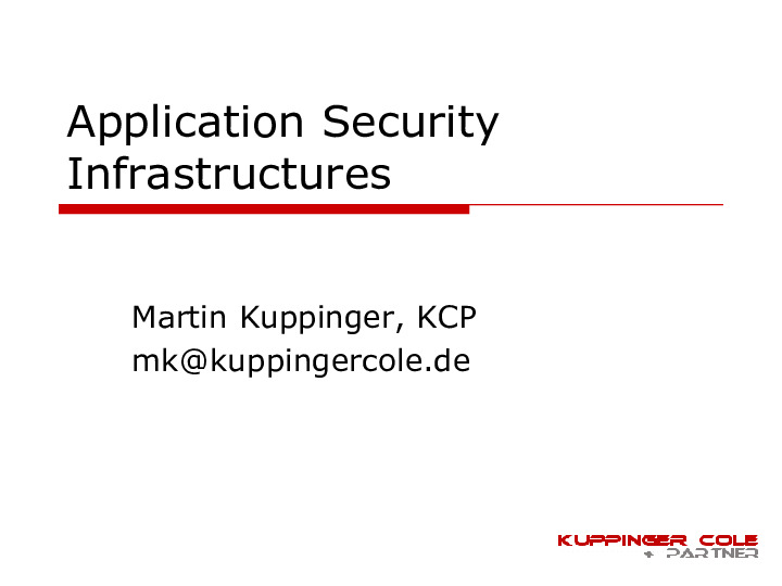 Application Security Infrastructures