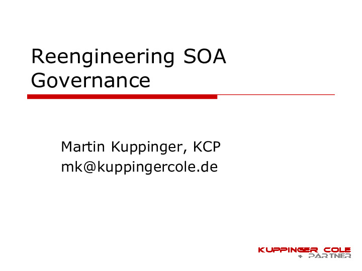 IdM & SOA Governance: Reengineering IT-Governance