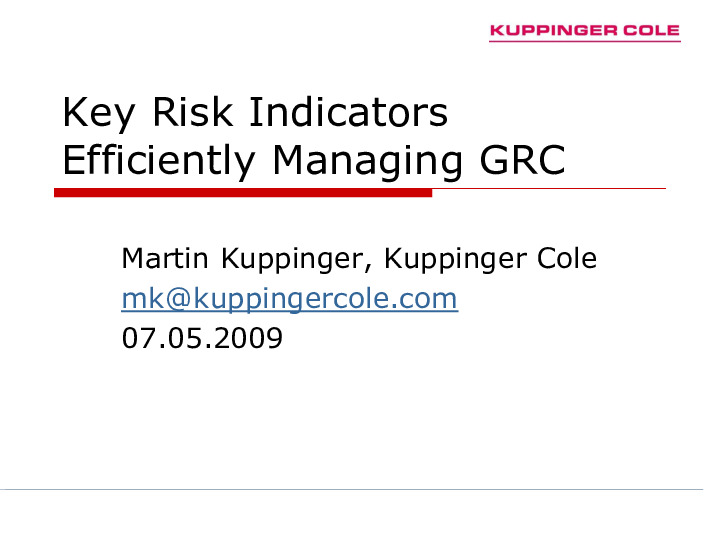 Key Risk Indicators – Efficiently Managing GRC