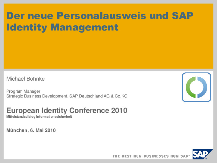 Der neue Personalausweis und SAP Identity Management