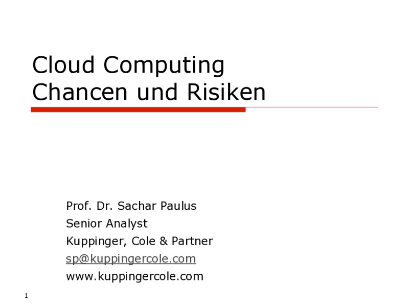 Cloud Computing - Chancen und Risiken