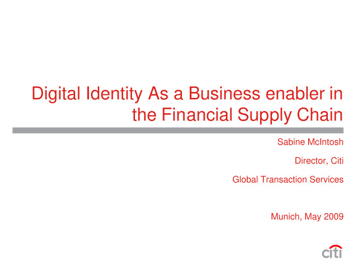 Digital Identity as a Business Enabler in the Financial Supply Chain
