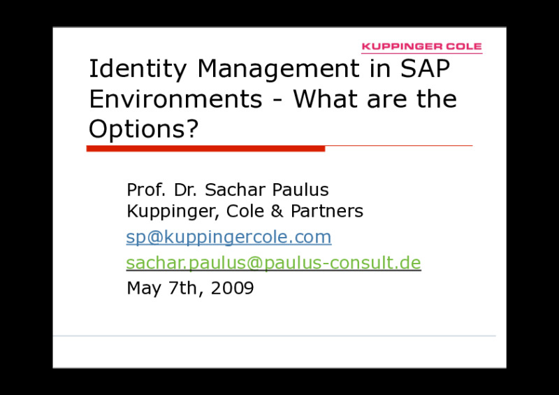 Identity Management in SAP Environments - What are the Options?