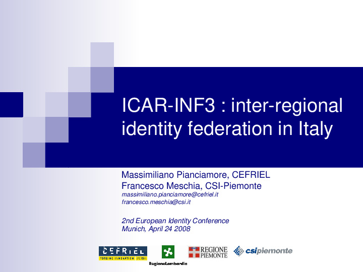 Inter-Regional Digital Identity Federation in Italy: the ICAR Case and beyond