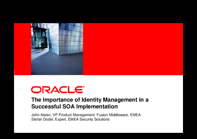 The Importance of Identity Management in a Successful SOA Implementation