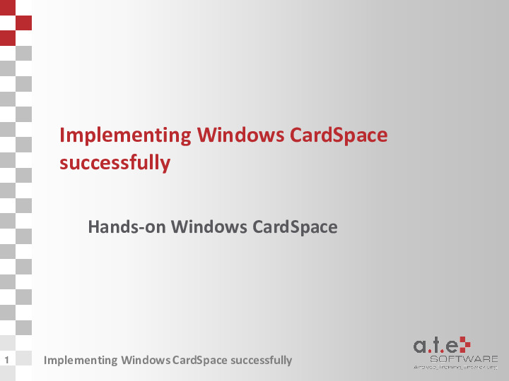 Hands-on Windows CardSpace