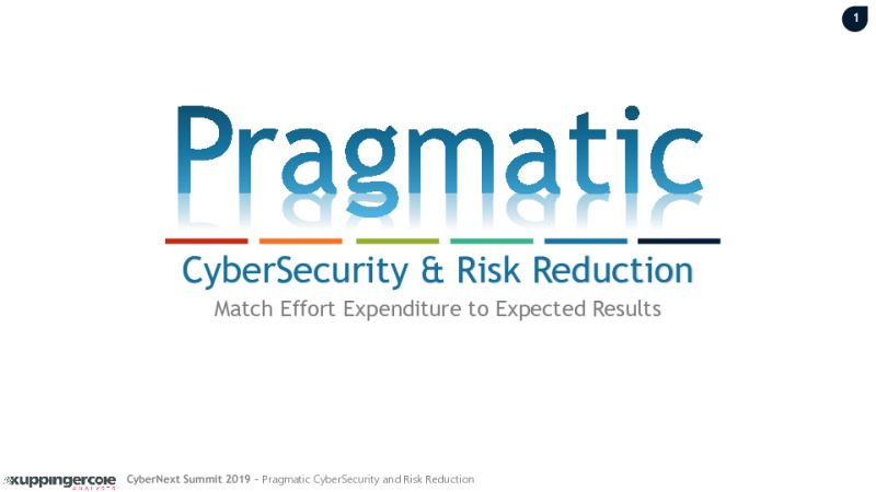 Pragmatic CyberSecurity and Risk Reduction