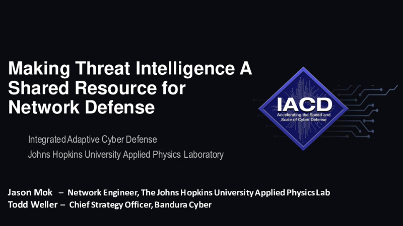 Making Threat Intelligence a Shared Resource for Network Defense