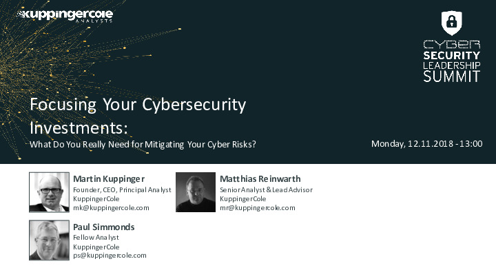 Focusing Your Cybersecurity Investments: What Do You Really Need for Mitigating Your Cyber-risks?