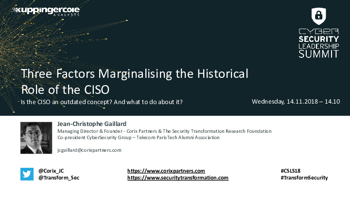 Three Factors Marginalising the Historical Role of the CISO