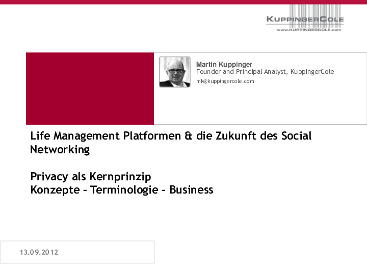 Personal Data und Life Management Platforms: Die Zukunft des Social Networking