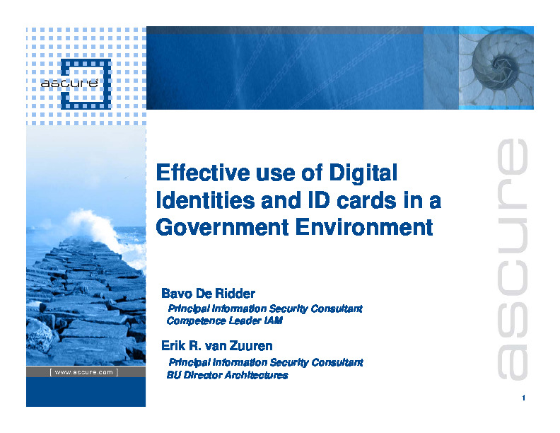 Effective use of Digital Identities and ID cards in a Government Environment
