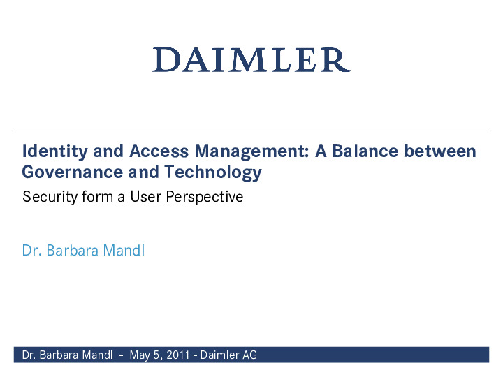 Identity and Access Management: A Balance between Governance and Technology