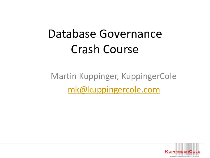 Database Governance Crash Course