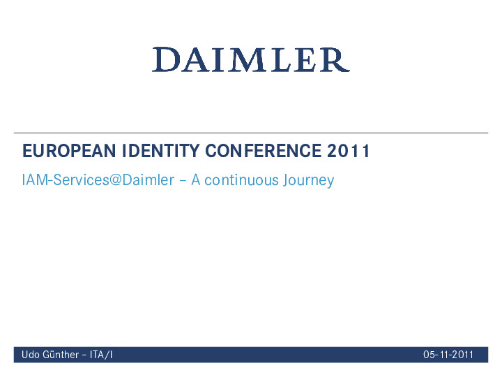 IAM Services@Daimler: A continuous Journey