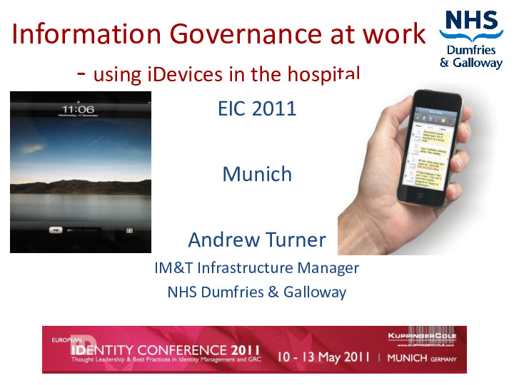 Information Governance at Work - Using iDevices in the Hospital