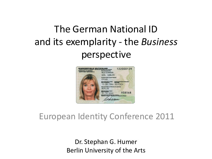 The German National Digital ID and it´s Exemplarity for Other Countries