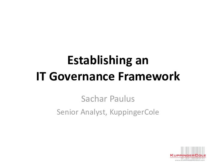 Establishing an IT Governance Framework