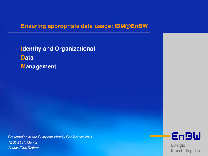 Ensuring Appropriate Data Usage: IDM at EnBW