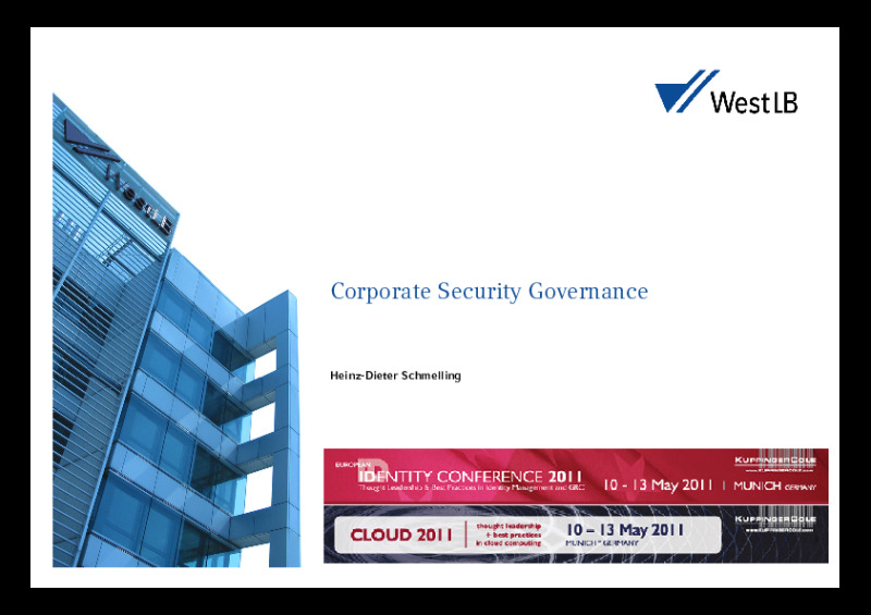 Corporate Security Governance Framework Considerations