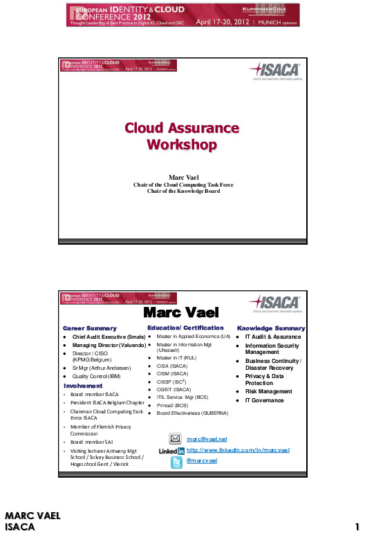 ISACA Workshop: Cloud Assurance