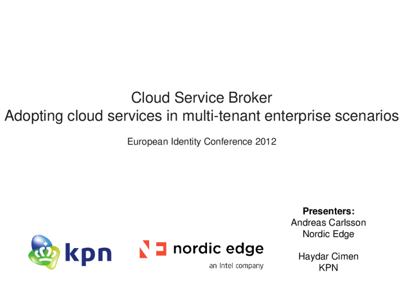 Cloud Service Broker - Adopting cloud services in Multi-tenant Enterprise Scenarios