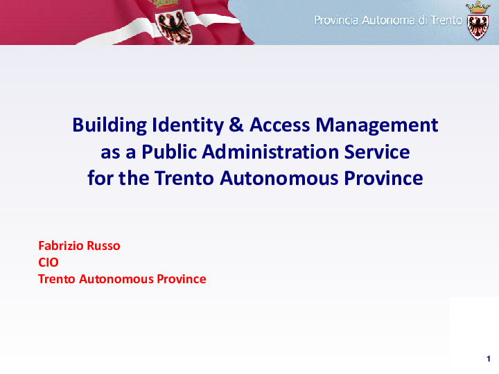 Building Identity & Access Management as a Public Administration Service for the Trento Autonomous Province