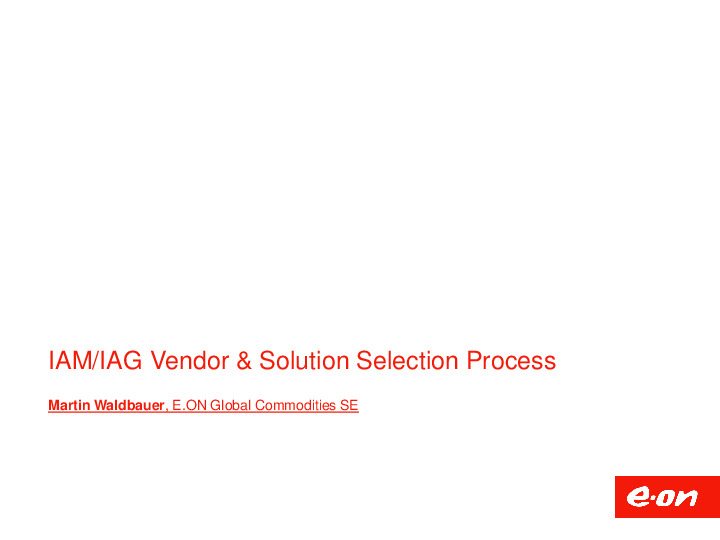 IAM/IAG Vendor & Solution Selection Process