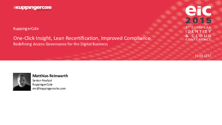 One-Click Insight, Lean Recertification, Improved Compliance: Redefining Access Governance for the Digital Business