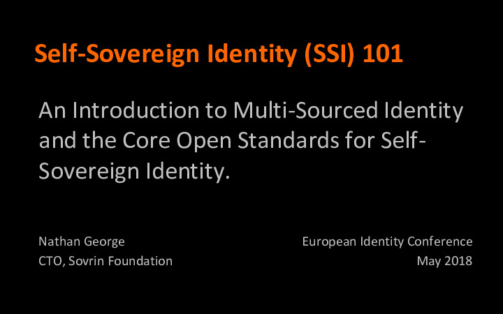 Multi-sourced Identity and the Sovrin Identity Model