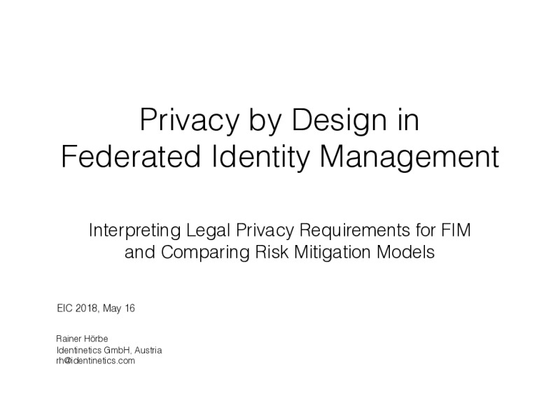 Privacy-by-Design in Federated Identity Management