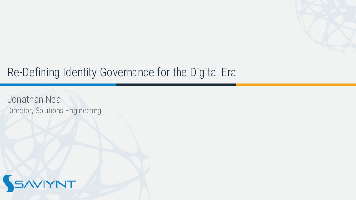 Redefining Identity Governance for the Digital Era