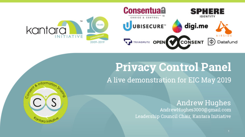 LIVE Demo of an Interoperable Personal Data Receipt Ecosystem – the Kantara Initiative Privacy Control Panel System