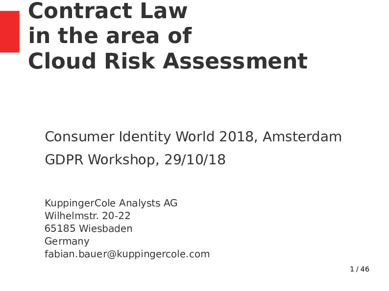 Contract Law in the Area of Cloud Security Assessment