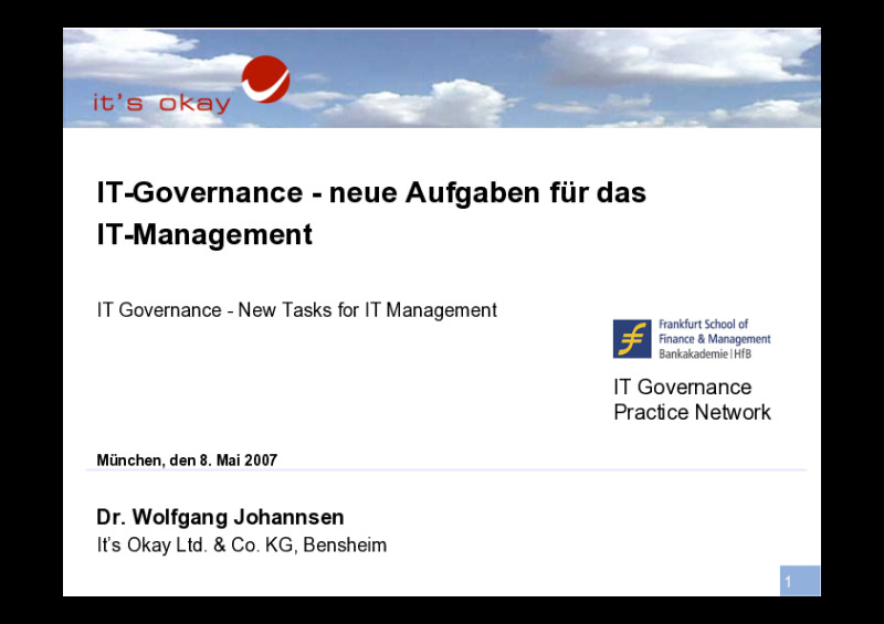 IT Governance  - New Tasks for IT-Management